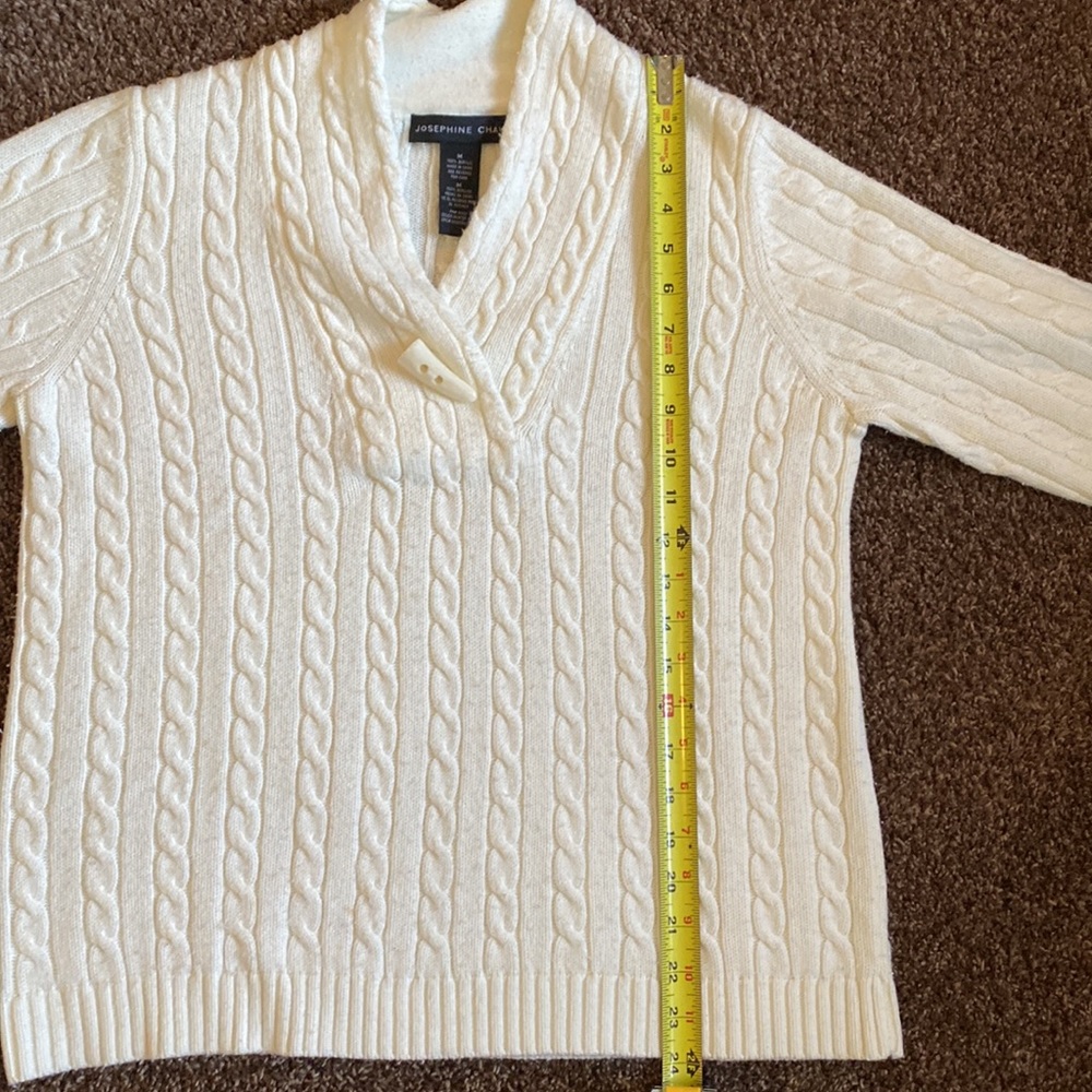 Josephine Chaus V-neck sweater comfy winter white size medium - Picture 8 of 8